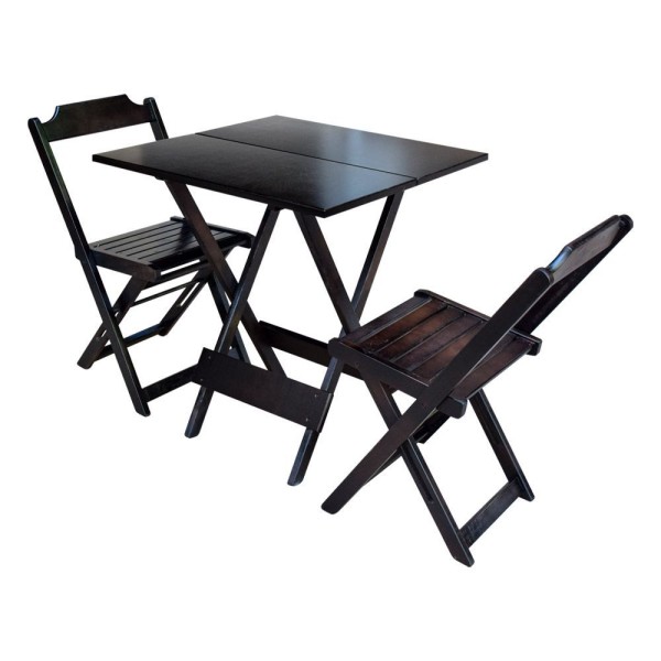 Encontraproduto.com.br - Kit 4 Conjuntos De Mesa Dobravel Com 2 Cadeiras De Madeira 70X70 - Taba - Marrom