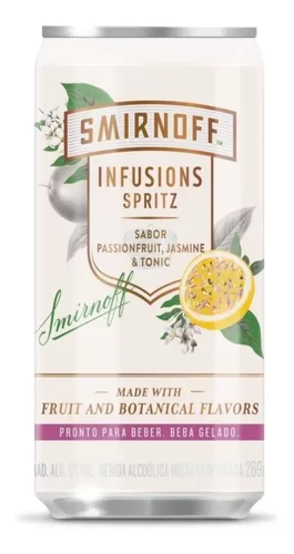 Bebida Mista Alcoólica Gaseificada Passionfruit, Jasmine & Tonic Smirnoff Infusions Spritz Lata 269ml