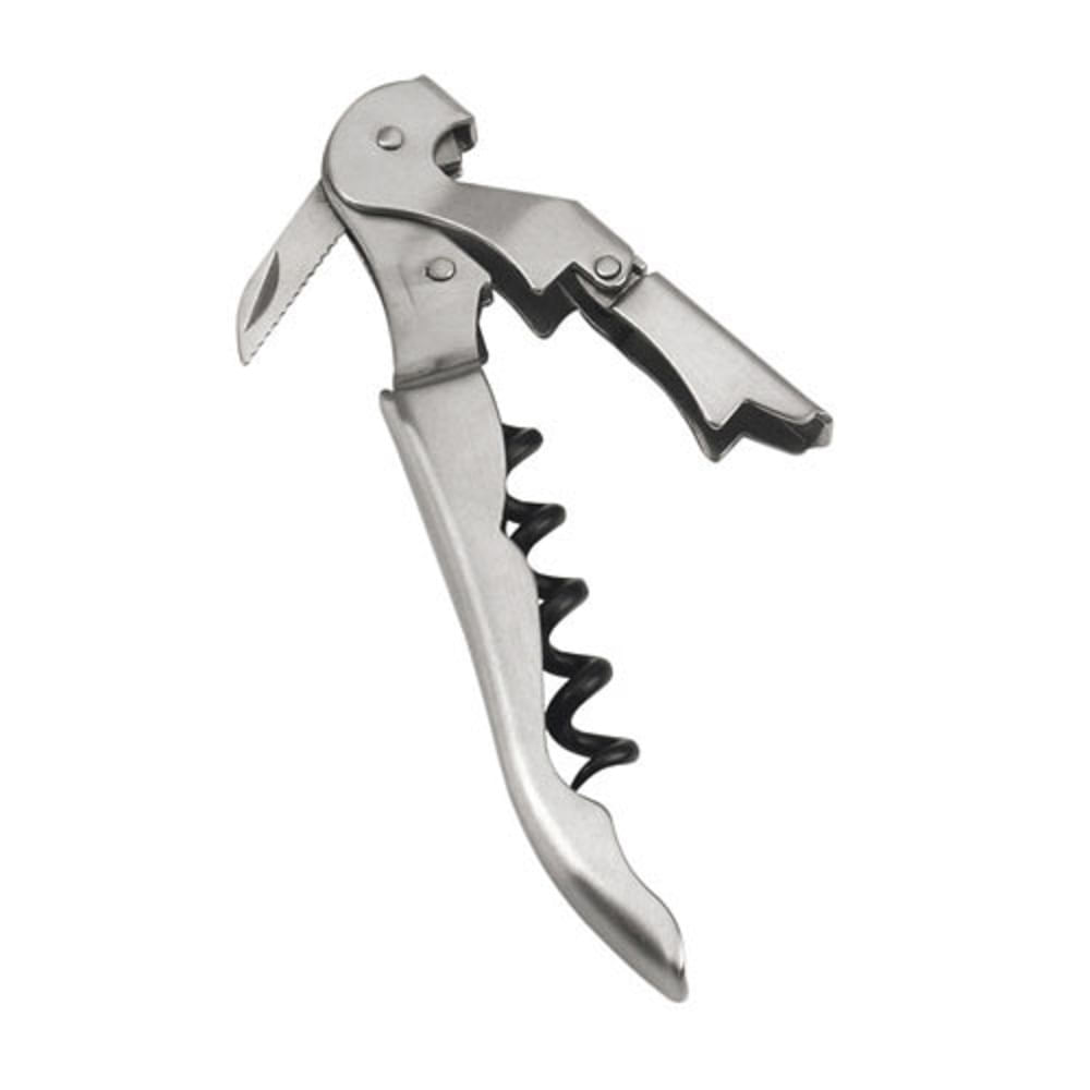Encontraproduto.com.br - Saca-Rolhas Em Metal E Teflon 2 Estágios Inox Com Cortador De Lacre 13590