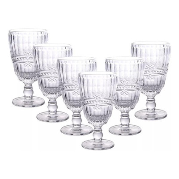 Encontraproduto.com.br - Jogo De 6 Tacas Fratello Em Vidro 330ml A17cm