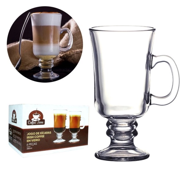 Encontraproduto.com.br - Jogo de Xícaras Irish Coffee 6 Peças 230ml em Vidro Dynasty