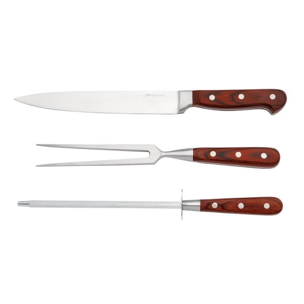 Jogo para Churrasco em Aço Inox  Hanzzo Wood