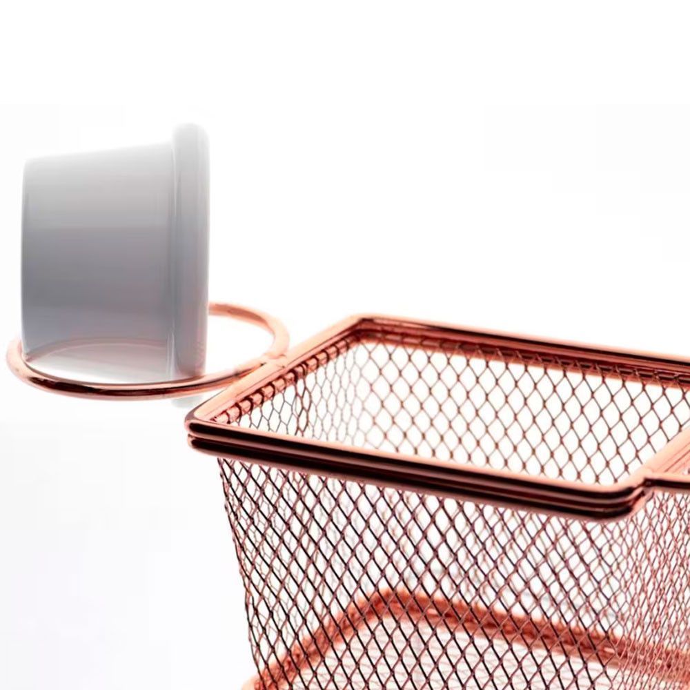 Encontraproduto.com.br - Mini Cesta Retangular Dynasty em Aço Inox com Molheira - Rosé