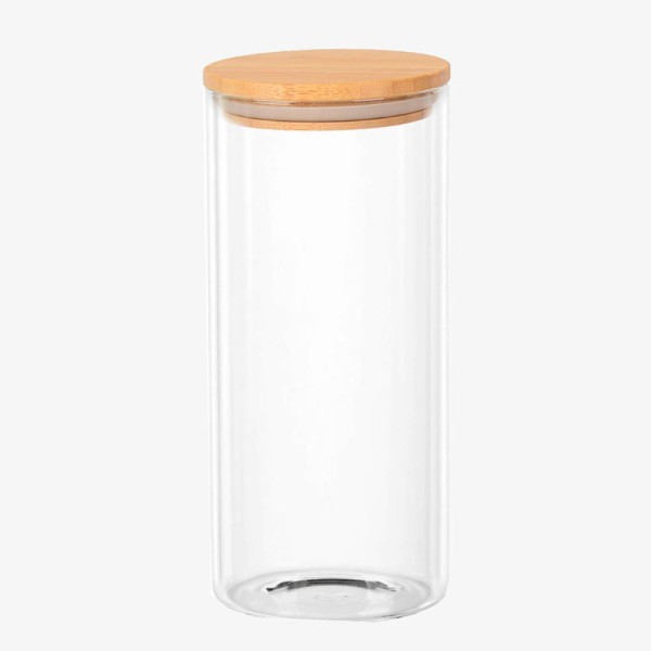 Encontraproduto.com.br - Pote Hermético Porta Tempero Redondo em Vidro Borossilicato com Tampa de Bambu - 150 ml