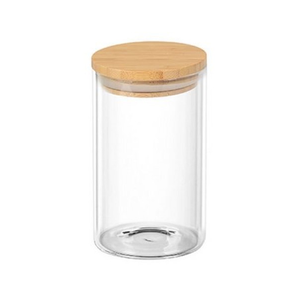 Encontraproduto.com.br - Pote Hermético Porta Tempero Redondo em Vidro Borossilicato com Tampa de Bambu - 150 ml