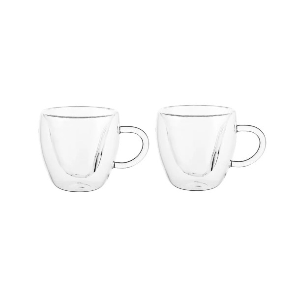 Encontraproduto.com.br - Conjunto de 2 Xícaras Parede Dupla Coração Coffe Time 80ml Dynasty