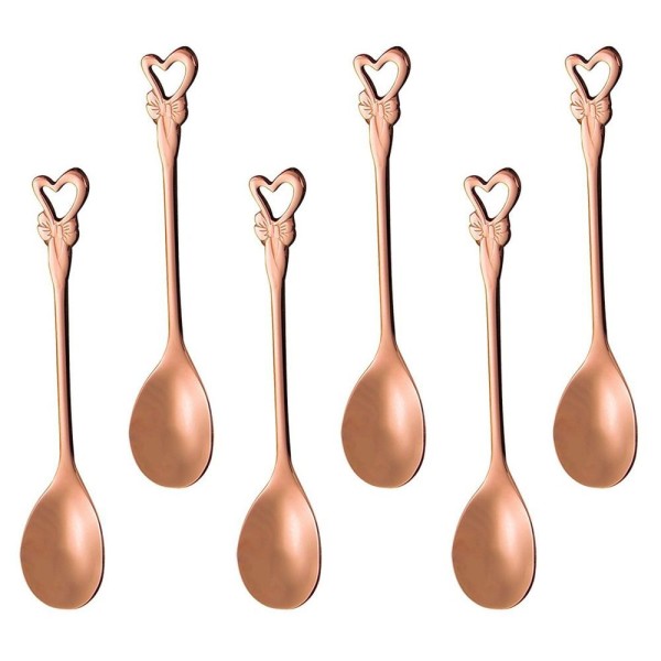 Encontraproduto.com.br - Jogo de 6 Colheres Romantique Cabo Coração em Aço Inox Rose Gold
