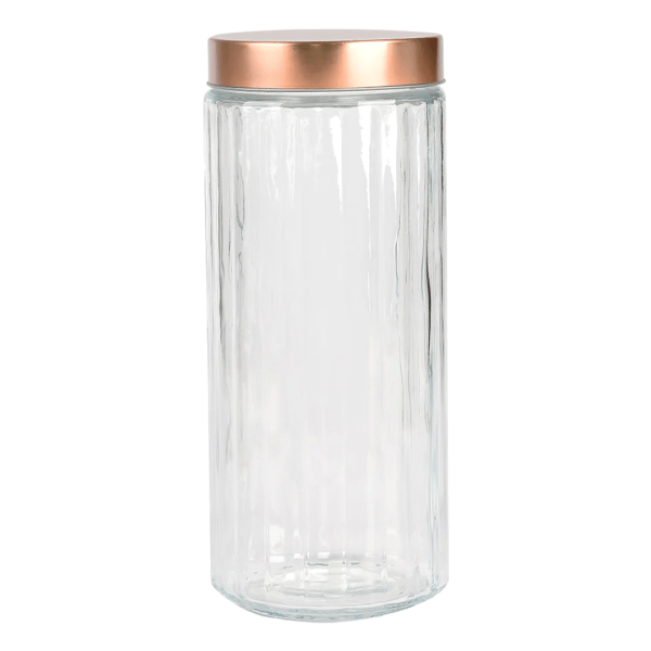 Encontraproduto.com.br - Porta-mantimentos Redondo Dynasty em Vidro com Tampa Cobre - 2,2 Litros