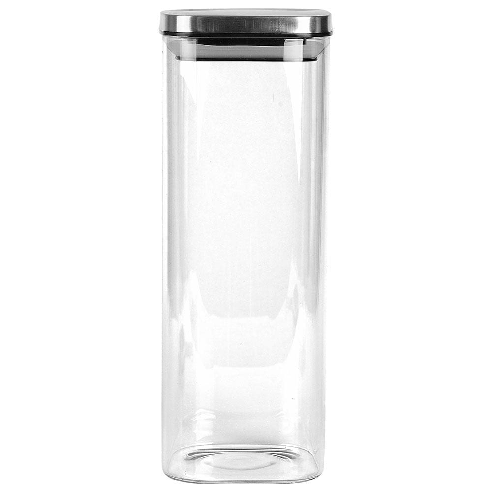 Porta-mantimentos Quadrado Dynasty em Vidro Borossilicato com Tampa de Metal Prata - 1,9 Litros