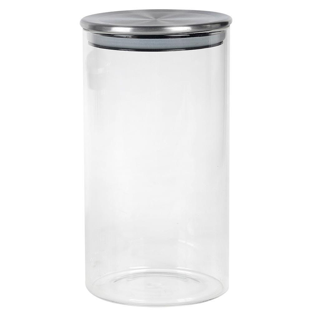 Encontraproduto.com.br - Kit Pote de  Vidro com Tampa Inox Redondo 3 Peças