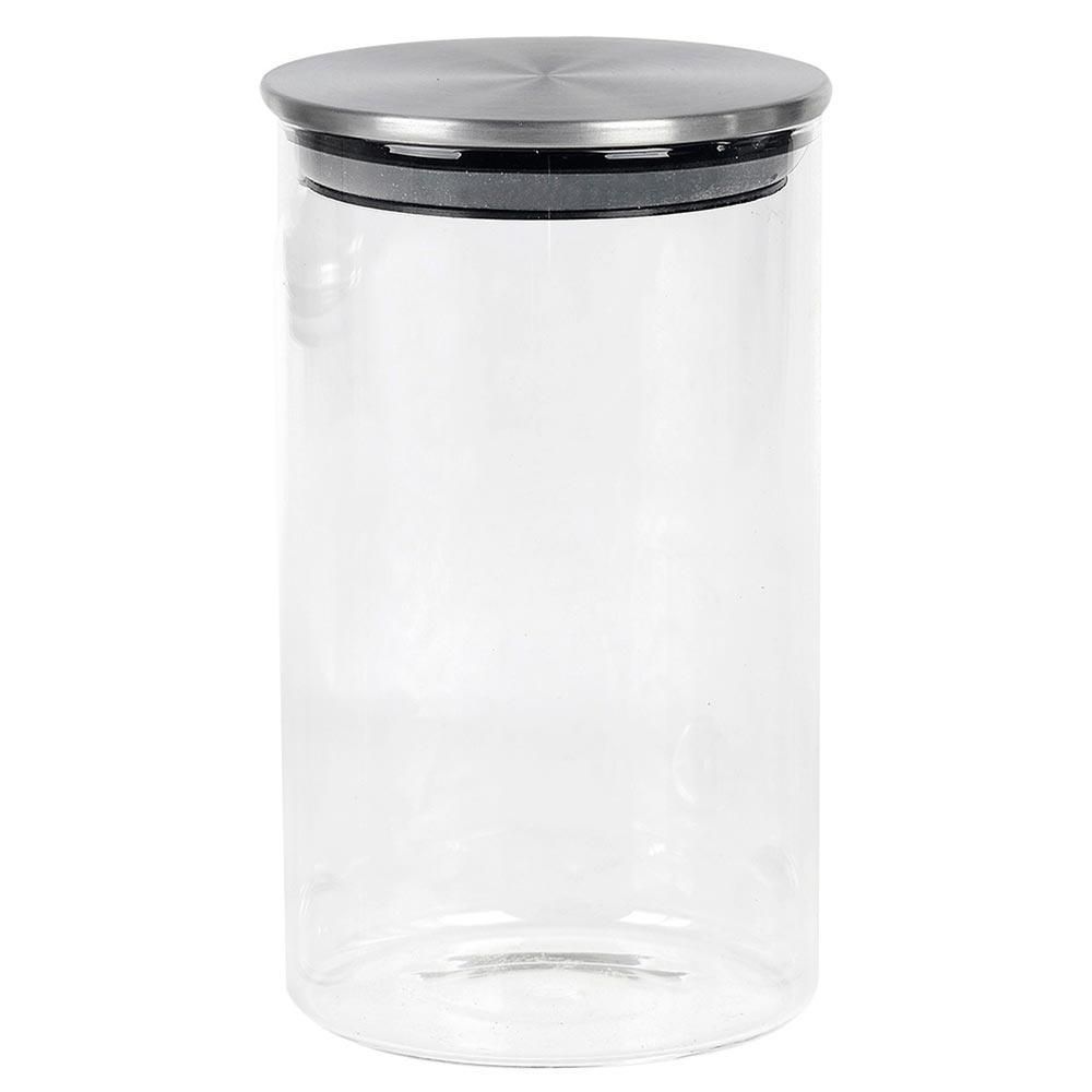 Encontraproduto.com.br - Kit Pote de  Vidro com Tampa Inox Redondo 3 Peças