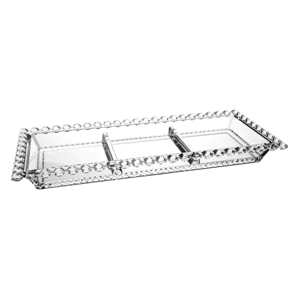Encontraproduto.com.br - Petisqueira com 3 Divisórias em Cristal 30cm x 13cm x 2,5cm