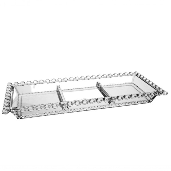 Encontraproduto.com.br - Petisqueira com 3 Divisórias em Cristal 30cm x 13cm x 2,5cm