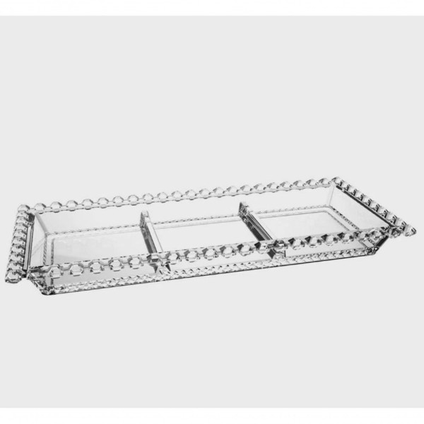 Encontraproduto.com.br - Petisqueira com 3 Divisórias em Cristal 30cm x 13cm x 2,5cm