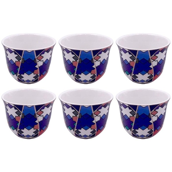 Conjunto com 6 Copos para Café L’Hermitage Pérsia em New Bone China Estampado - 70 ml