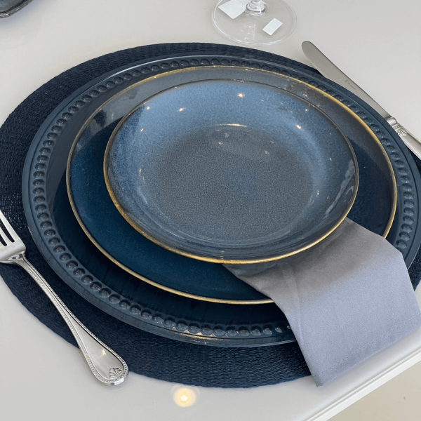 Encontraproduto.com.br - Prato para Sobremesa Noir em Cerâmina Azul 20,5cm