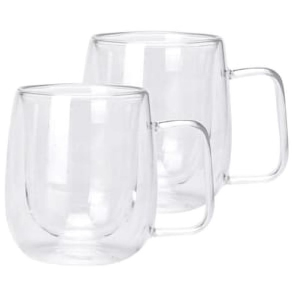 Encontraproduto.com.br - Conjunto com 2 Canecas para Café Dynasty Coffee Time em Vidro Borossilicato Parede Dupla  220 ml