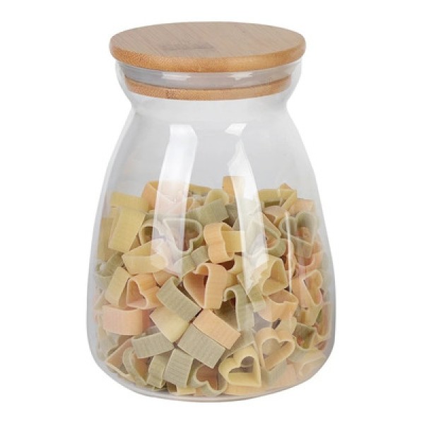 Encontraproduto.com.br - Porta Mantimento Vidro Borossilicato com Tampa de Bambu 1 Litro
