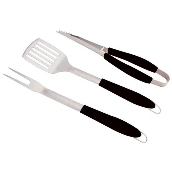 Encontraproduto.com.br - Conjunto Para Churrasco Dynasty Eazy Grill Em Aço Inox 3 Peças Preto Com Inox