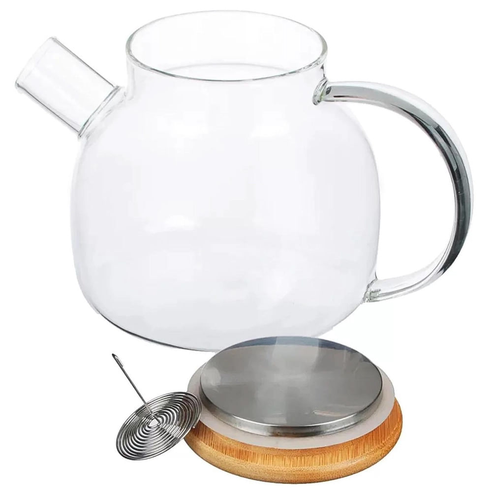 Encontraproduto.com.br - Bule Mattine em Vidro Borossilicato com Tampa de Bambu 900ml