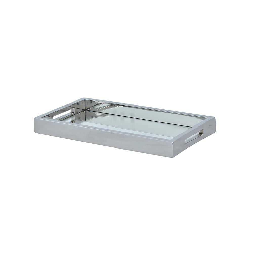 Bandeja retangular em aço inox com espelho Fracalanza 30x17x3cm
