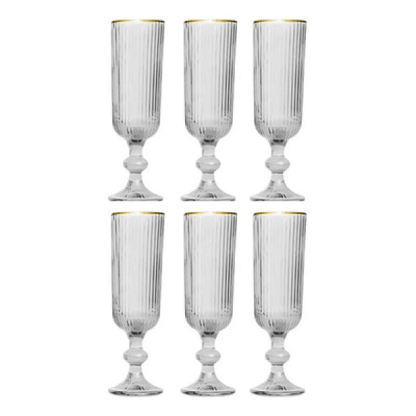 Encontraproduto.com.br - Jogo De Taças Para Champanhe Em Vidro Cameratta Com 6 Peças 160ml Lhermitage