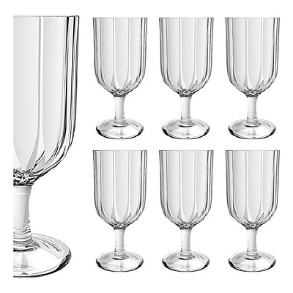 6 Taças para Água em Vidro 330ml 17x7,8x7,8cm Refinatto