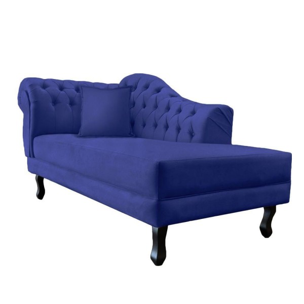 Encontraproduto.com.br - Recamier Divã Nairobi L/direiro 1,40m Suede Azul Marinho - Am Interiores