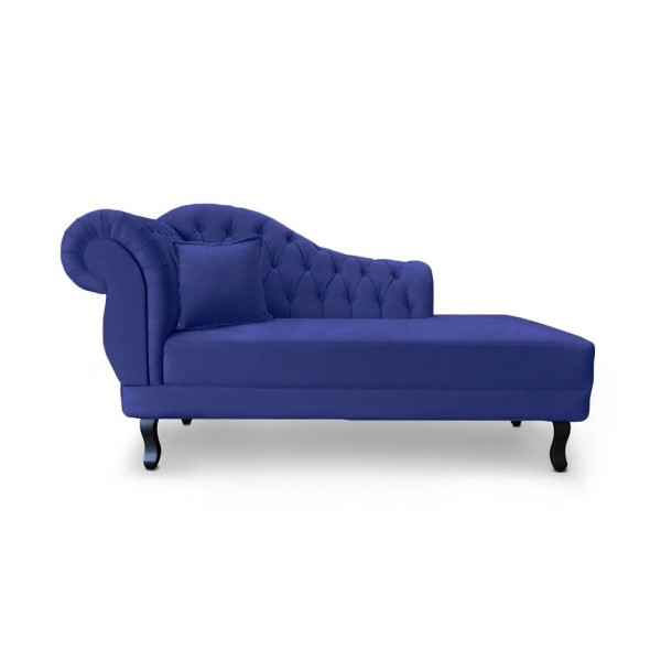 Encontraproduto.com.br - Recamier Divã Nairobi L/direiro 1,40m Suede Azul Marinho - Am Interiores