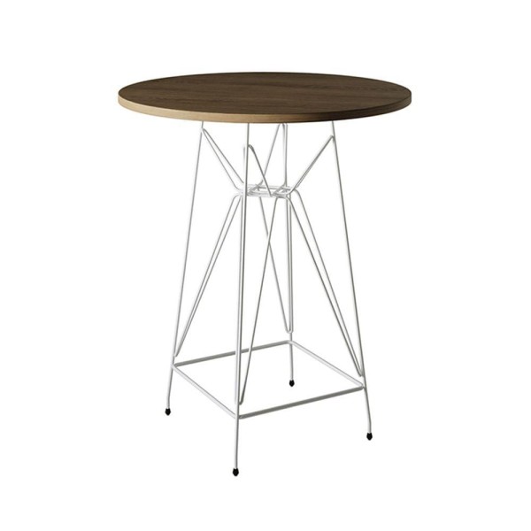 Encontraproduto.com.br - Jogo Mesa Bistrô Eames Tampo Amêndoa 60Cm 3 Banquetas Preta Base Ferro Branco - Cor: Amendoa