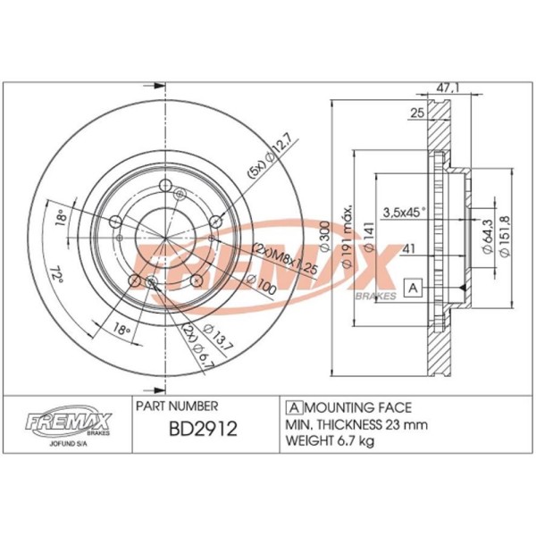 Disco Freio - Fremax - BD2912