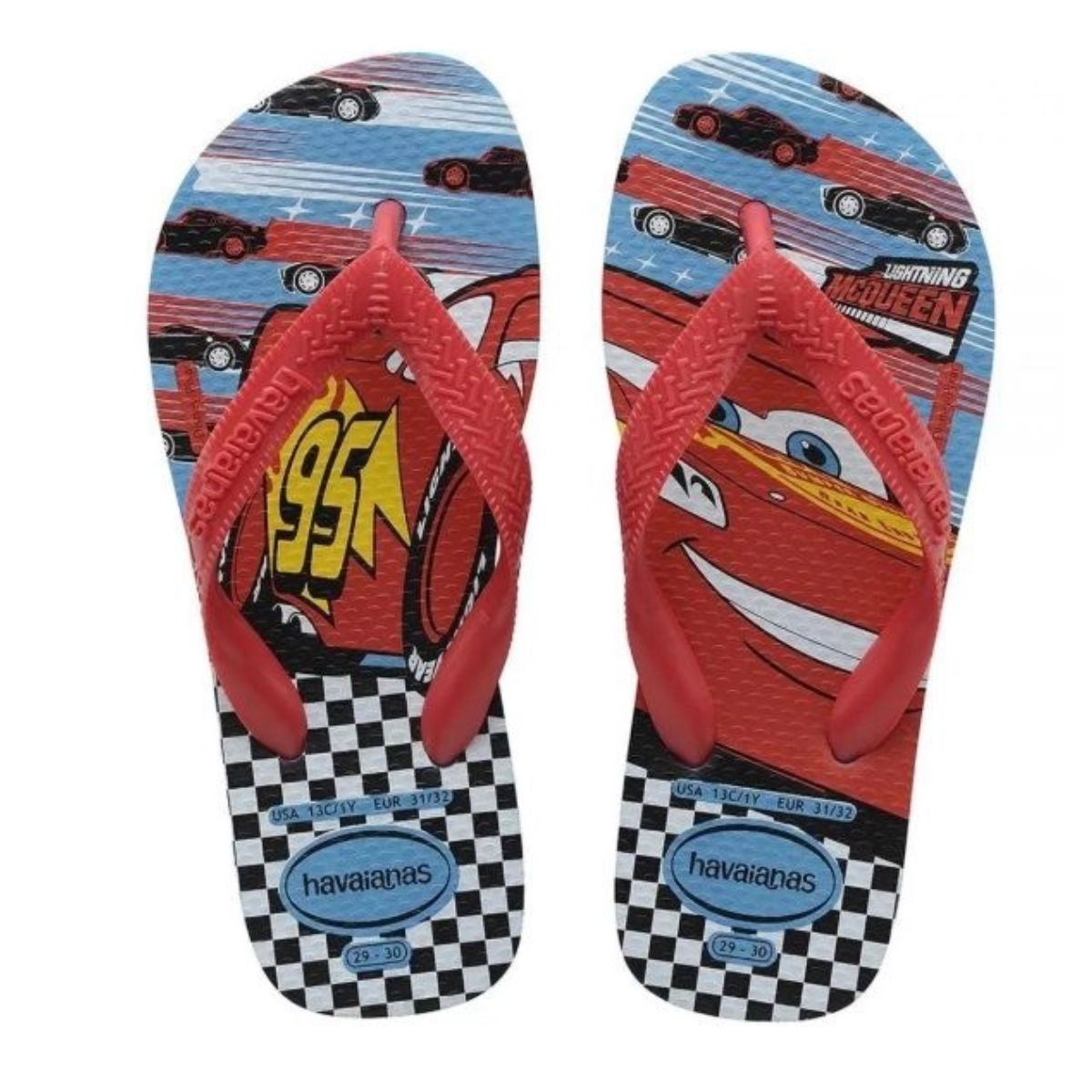 Encontraproduto.com.br - Chinelo Infantil Havaianas Carros McQueen Turquesa Tamanho 27/28