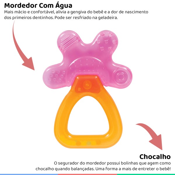Encontraproduto.com.br - Mordedor Para Bebê Com Água Resfriável Infantil +3 Meses Anatômico e Texturizado Buba