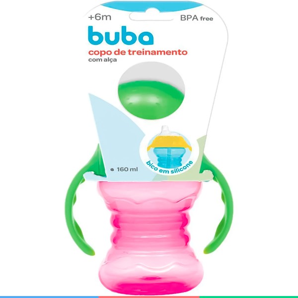 Encontraproduto.com.br - Copo De Treinamento Infantil Bebê Criança +6 Meses Para Transição 160 ML Com Alça Buba