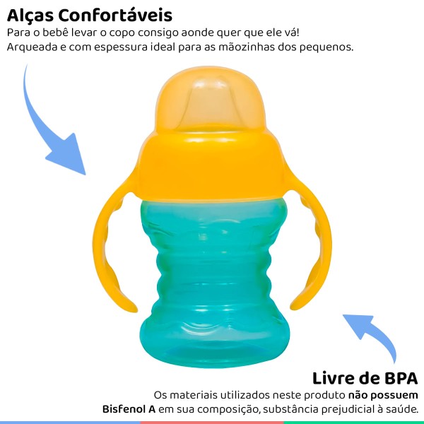 Encontraproduto.com.br - Copo De Treinamento Infantil Bebê Criança +6 Meses Para Transição 160 ML Com Alça Buba