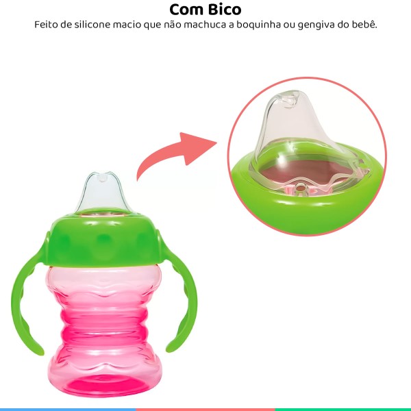 Encontraproduto.com.br - Copo De Treinamento Infantil Bebê Criança +6 Meses Para Transição 160 ML Com Alça Buba