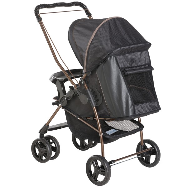 Encontraproduto.com.br - Carrinho de Bebê Passeio Berço Reversível 0 a 15Kg Milano Preto Cobre + Bebê Conforto Cocoon Preto Galzerano