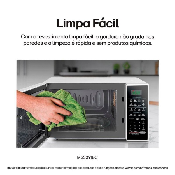 Encontraproduto.com.br - Forno de Micro-ondas Solo 30L 110V com revestimento EasyClean™, tecnologia I Wave e acabamento em branco