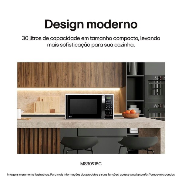 Encontraproduto.com.br - Forno de Micro-ondas Solo 30L 110V com revestimento EasyClean™, tecnologia I Wave e acabamento em branco