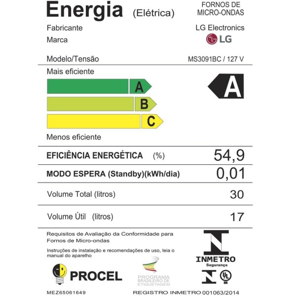Encontraproduto.com.br - Forno de Micro-ondas Solo 30L 110V com revestimento EasyClean™, tecnologia I Wave e acabamento em branco