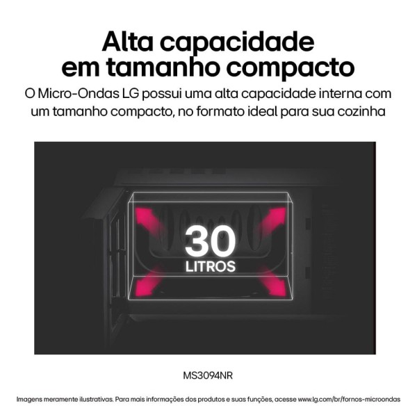 Encontraproduto.com.br - Micro-ondas LG NeoChef 30 litros 127V Espelhado Limpa Fácil MS3094NR