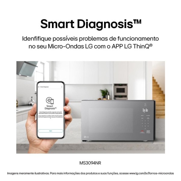 Encontraproduto.com.br - Micro-ondas LG NeoChef 30 litros 127V Espelhado Limpa Fácil MS3094NR