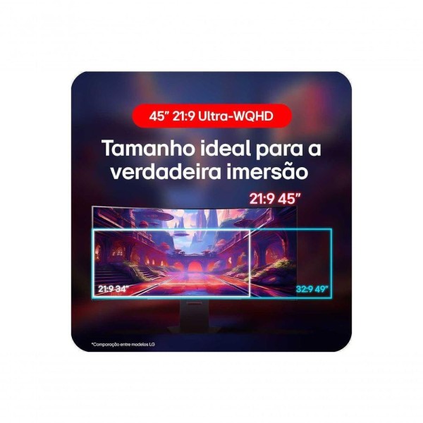 Encontraproduto.com.br - Monitor Gamer LG UltraGear OLED Curvo – Tela OLED 45”, QHD, HDR400 Trueblack, 240Hz, 0,03ms (GtG), NVIDIA G-SYNC