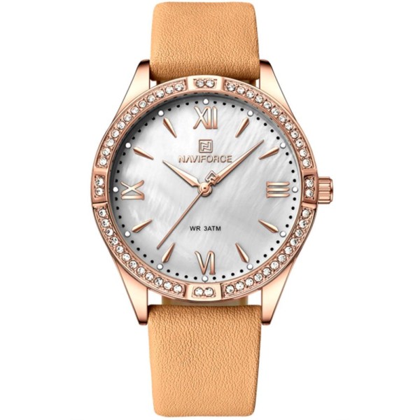 Encontraproduto.com.br - Relógio De Quartzo Feminino Estilo Casual Design Com Strass A Prova D´agua Azul Marinho