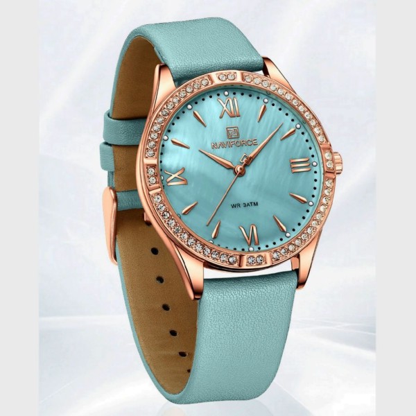 Encontraproduto.com.br - Relógio De Quartzo Feminino Estilo Casual Design Com Strass A Prova D´agua Azul Marinho