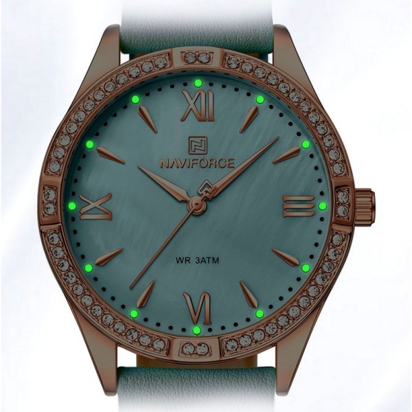Encontraproduto.com.br - Relógio De Quartzo Feminino Estilo Casual Design Com Strass A Prova D´agua Azul Marinho