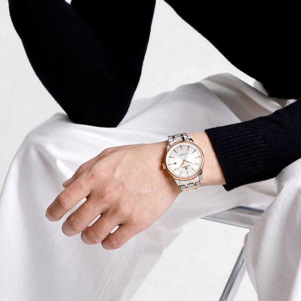 Encontraproduto.com.br - Relógio De Quartzo Masculino Pulseira De Aço Inoxidável Resistente à água Prata
