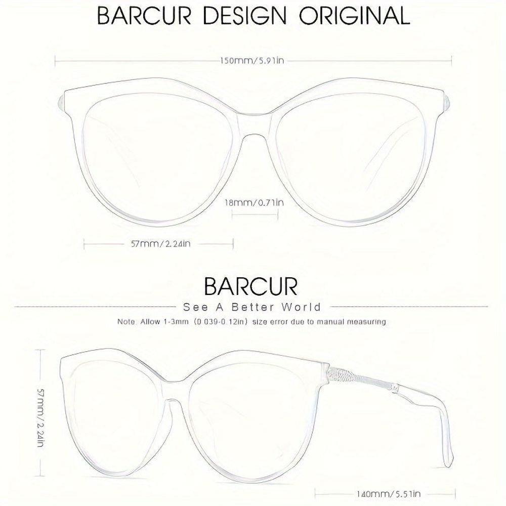 Encontraproduto.com.br - Óculos De Moda Barcur Polarizados Estilo Olho De Gato , Lentes Gradientes Gradiente De Chá Claro