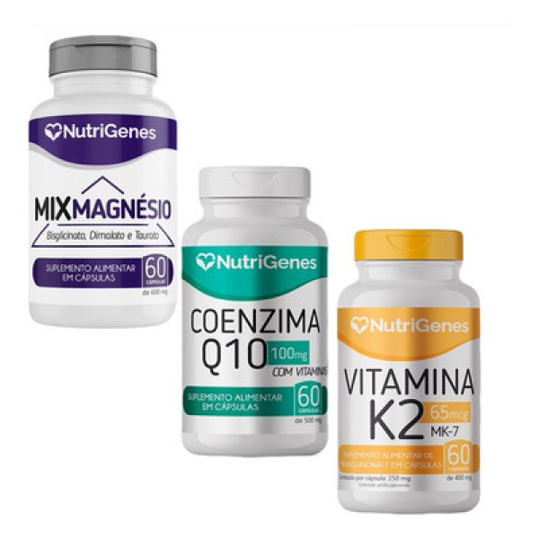 Encontraproduto.com.br - Mix Magnésio + K2 MK-7 + Coenzima Coq10 - Nutrigenes