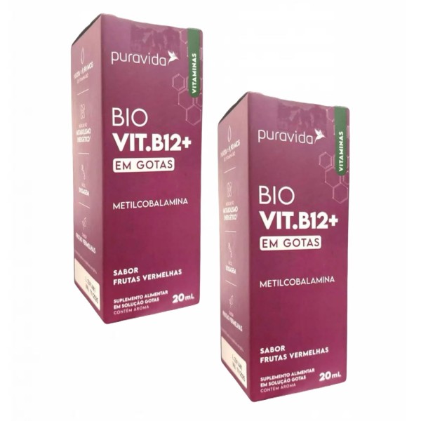 Encontraproduto.com.br - 2x Bio B12 - Metilcobalamina - 20ml - Pura Vida